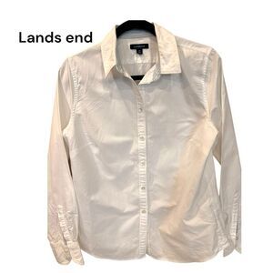 Lands' End white and Blue Striped Collar Shirt like new